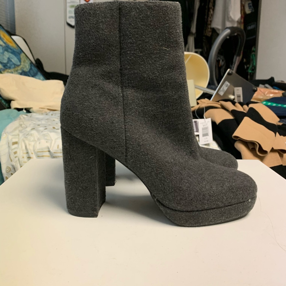 Dark grey heeled booties
